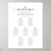 Elegantes Skript 7 Tische Willkommen Sitzplan Poster (Vorne)