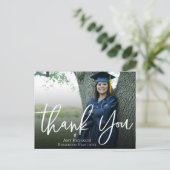 Elegantes Skript | Abschluss Foto Vielen Dank Postkarte (Stehend Vorderseite)