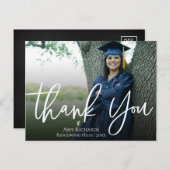 Elegantes Skript | Abschluss Foto Vielen Dank Postkarte (Vorne/Hinten)