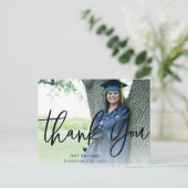 Elegantes Skript | Abschluss Foto Vielen Dank Postkarte (Stehend Vorderseite)