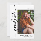 Elegantes Skript-Absolvent 4 Foto-Collage-Abschlus Einladung (Vorderseite)