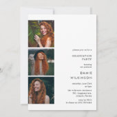 Elegantes Skript-Absolvent 4 Foto-Collage-Abschlus Einladung (Rückseite)