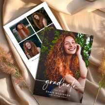 Elegantes Skript Absolvent 5 Foto-Collage Abschlus