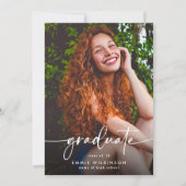 Elegantes Skript Absolvent 5 Foto-Collage Abschlus Ankündigung (Vorderseite)