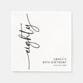 Elegantes Skript Achtzigster 80. Geburtstag Serviette (Vorderseite)
