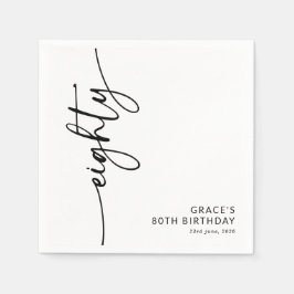 Elegantes Skript Achtzigster 80. Geburtstag Serviette