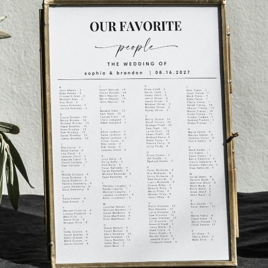 Elegantes Skript Alphabetisches Hochzeitsstift Poster