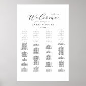 Elegantes Skript Alphabetisches Seating Chart Poster (Vorne)