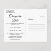 Elegantes Skript Ändern des Fotos "Zurückgestellt" Ankündigungspostkarte (Rückseite)