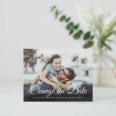 Elegantes Skript Ändern des Fotos "Zurückgestellt" Postkarte (Stehend Vorderseite)