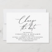 Elegantes Skript Änderung des Datums Hochzeit vers Einladung (Vorderseite)