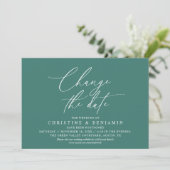 Elegantes Skript Änderung des Datums Hochzeit vers Einladung (Stehend Vorderseite)