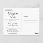 Elegantes Skript Änderung des Datums Verschoben Fo Postkarte (Rückseite)