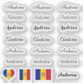 Elegantes Skript Andorra & Andorran Flag /name Set Aufkleber (Vorderseite)