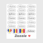 Elegantes Skript Andorra & Andorran Flag /name Set Aufkleber (Blatt)