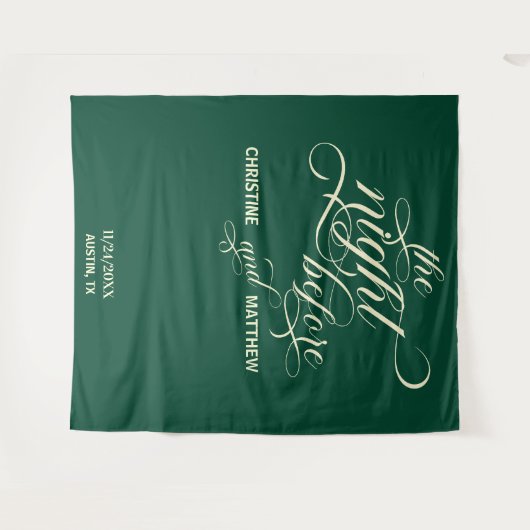 Elegantes Skript Aquamarin die Nacht vor dem Hinte Wandteppich (Vorderseite (Horizontal))