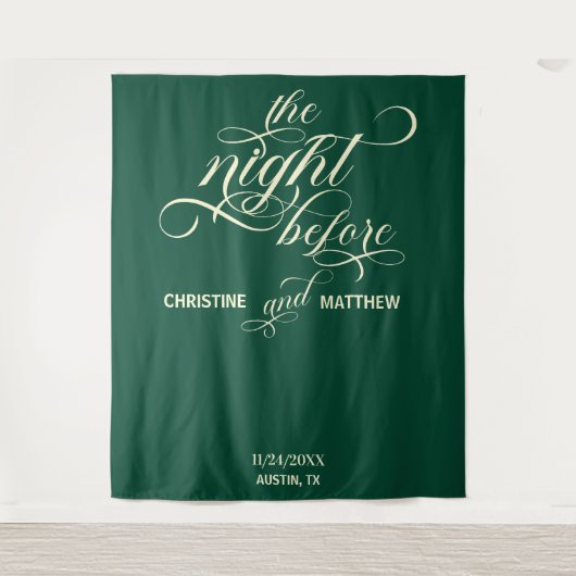 Elegantes Skript Aquamarin die Nacht vor dem Hinte Wandteppich (Vorderseite)