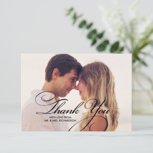 Elegantes Skript | Aquamarin Vielen Dank für Ihre Dankeskarte (Stehend Vorderseite)