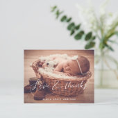 Elegantes Skript Baby Dusche danke Postkarte (Stehend Vorderseite)