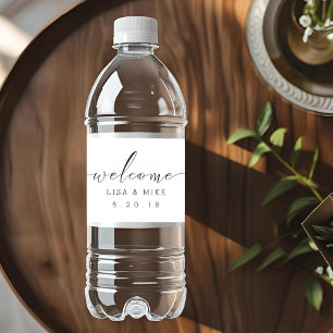 Elegantes Skript Begrüßung Wasserflaschen Labels Wasserflaschenetikett