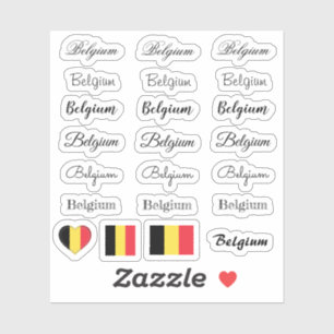 Elegantes Skript Belgien & belgische Flagge /Name  Aufkleber