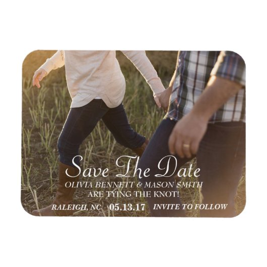 Elegantes Skript | Benutzerdefiniertes Foto Zeitsc Magnet (Horizontal)