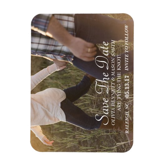 Elegantes Skript | Benutzerdefiniertes Foto Zeitsc Magnet (Vertikal)