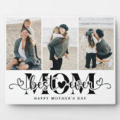 Elegantes Skript Beste Mama je 3 Foto Fotoplatte (Vorderseite)