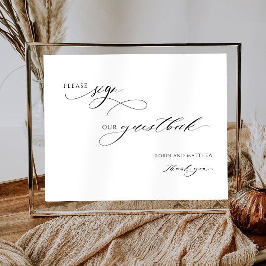 Elegantes Skript, bitte unterschreiben Sie unser G Poster