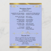 Elegantes Skript - Blaue Perle/Goldene Hochzeit Programm (Rückseite)