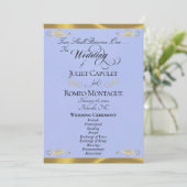 Elegantes Skript - Blaue Perle/Goldene Hochzeit Programm (Stehend Vorderseite)