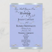 Elegantes Skript - Blaue/Silberne Hochzeit Programm (Vorderseite)