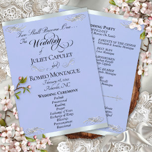 Elegantes Skript - Blaue/Silberne Hochzeit Programm