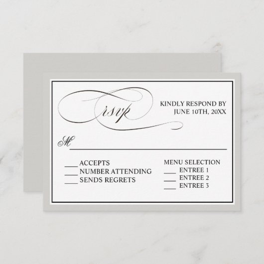 Elegantes Skript Blühe UAWG mit beliebiger Farbe RSVP Karte (Vorne/Hinten)