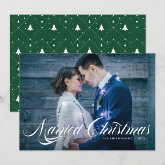 Elegantes Skript Blühe Verheiratet Weihnachten (Vorne/Hinten)