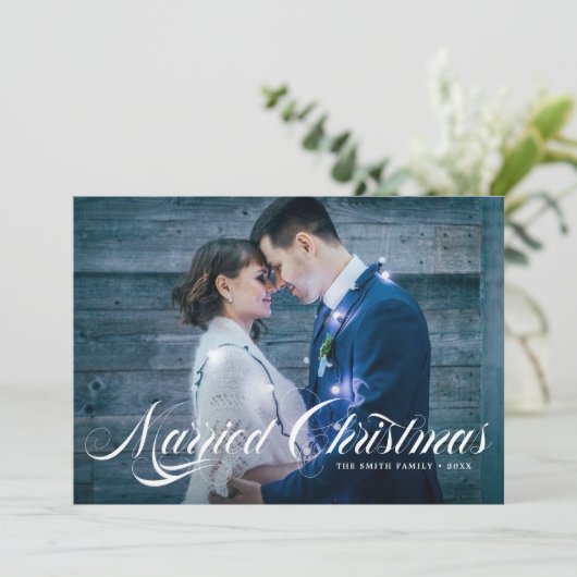 Elegantes Skript Blühe Verheiratet Weihnachten (Stehend Vorderseite)