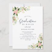 Elegantes Skript-Blumen-Abschlussdinner Einladung (Vorderseite)
