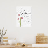 Elegantes Skript-Blumen-Hochzeits-Willkommensschil Poster (Küche)