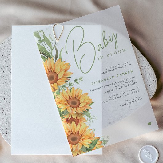 Elegantes Skript Blumendusche-Overlay Pergament Einladungen