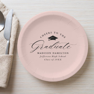 Elegantes Skript Blush Pink-Anruf zum Graduate Pappteller