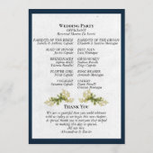 Elegantes Skript & Botanisch - Blaue Hochzeit Programm (Rückseite)