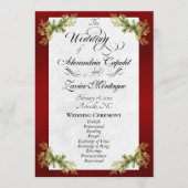 Elegantes Skript & Botanisch - Rote Hochzeit Programm (Vorderseite)