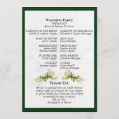 Elegantes Skript & Botanisch - Smaragd-Hochzeit Programm (Rückseite)