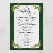 Elegantes Skript & Botanisch - Smaragd-Hochzeit Programm (Vorderseite)