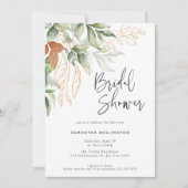Elegantes Skript Botanisches Wasserfarben-Brautpar Einladung (Vorderseite)