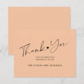 Elegantes Skript-Brautparty Dankeskarte (Vorne/Hinten)
