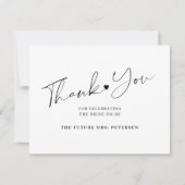 Elegantes Skript-Brautparty schwarz Dankeskarte (Vorderseite)