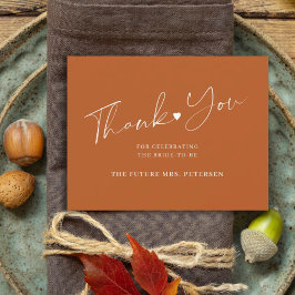 Elegantes Skript-Brautparty Terracotta Dankeskarte