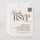 Elegantes Skript Burgunderroter QR-Code Formale Ho RSVP Karte (Vorderseite)