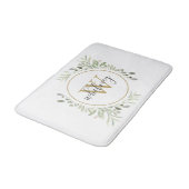 Elegantes Skript Chic Gold Monogram Grüne Pflanzen Badematte (Schrägansicht)